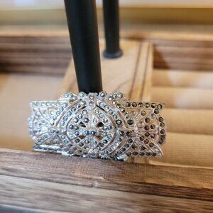 Silver tone marcasite brooch